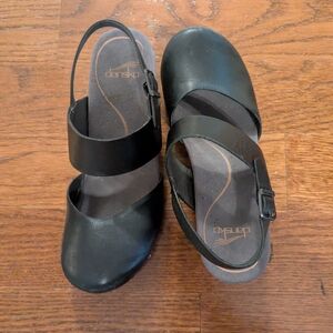 Dansko Black Leather Clogs
